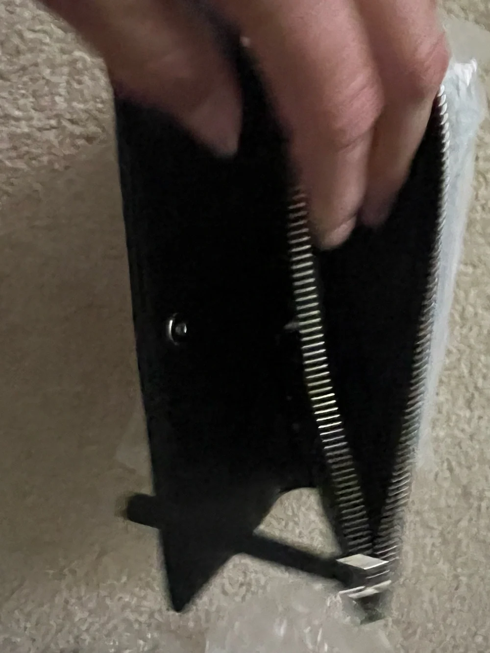 Tory Burch Black Zip Wallet with White Butterfly Print